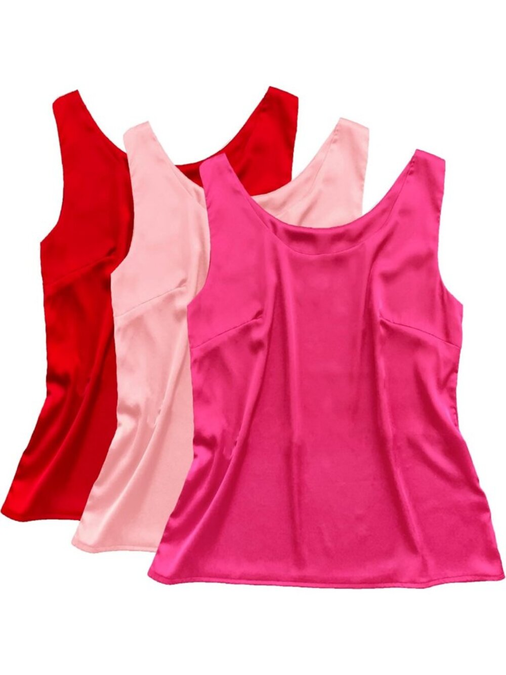 Silk Satin Sleeveless Tank Top for Women - Round Neck Blouse for Summer & Fall